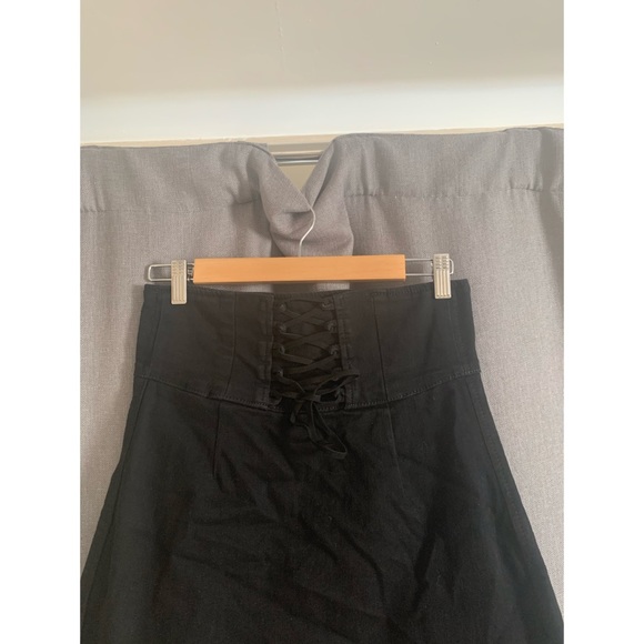 Black Mini Skirt with Lace Up detail - Picture 2 of 2